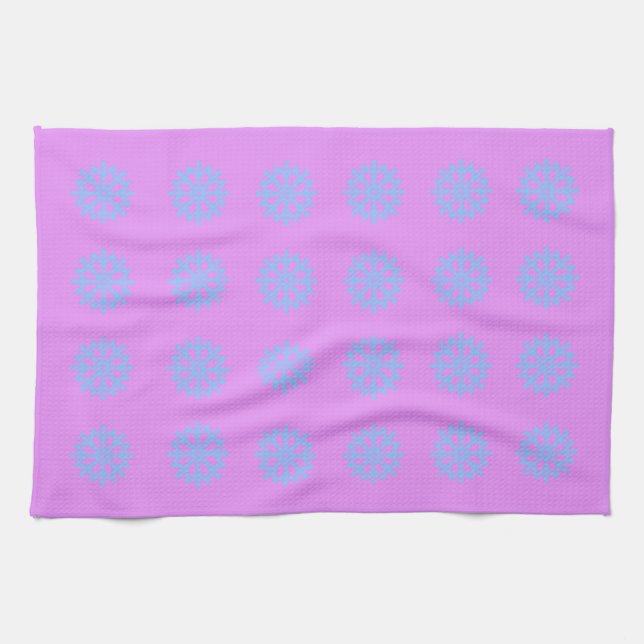  Snowflake Light Blue Winter Festive Pattern Lilac Kitchen Towel (Horizontal)