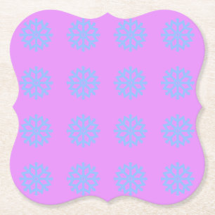 Snowflake Light Blue Winter Festive Pattern Lilac Paper Coaster