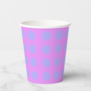 Snowflake Light Blue Winter Festive Pattern Lilac Paper Cups
