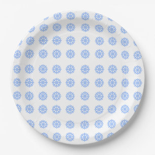  Snowflake Light Blue Winter Pattern  Paper Plate