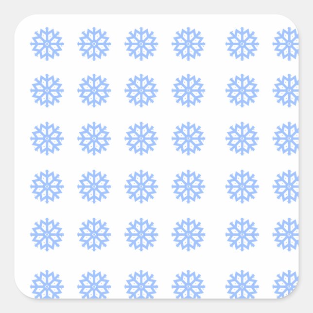  Snowflake Light Blue Winter Pattern Square Sticker (Front)