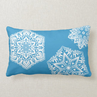 Snowflake lumbar pillow in blue