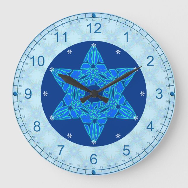 Snowflake Magen David Large Clock (Front)