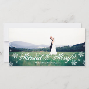 Snowflake Married and Merry Full Bleed Holiday Card
