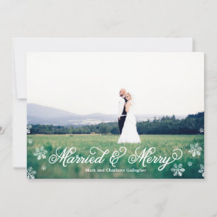Snowflake Married and Merry Full Bleed Holiday Card