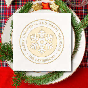 Snowflake Merry Christmas Happy Holidays Custom Pe Foil Napkins
