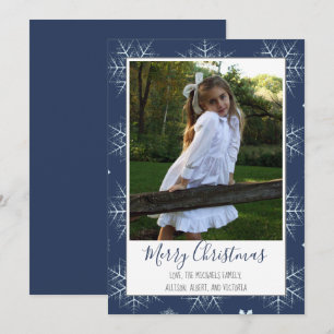Snowflake Merry Christmas Photo Card 1 Photo