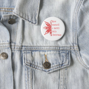 Snowflake Merry little Christmas (or customize) 2 Inch Round Button