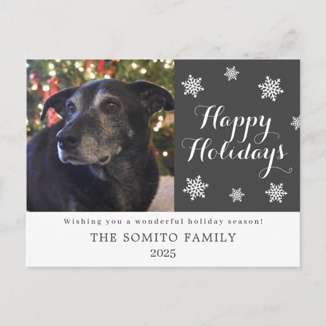 Snowflake Modern Family Photo Holiday Card (Front)