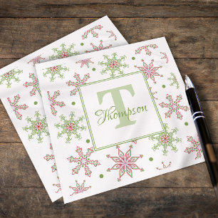 Snowflake Monogram Colourful Holiday Christmas Napkin