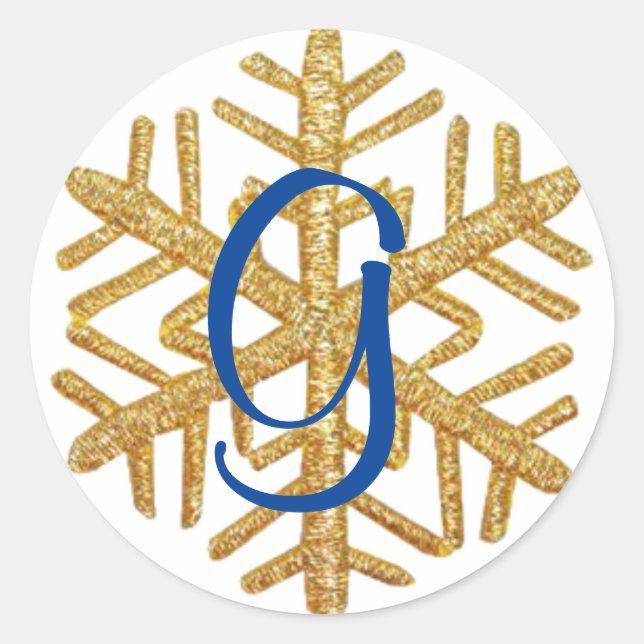 Snowflake Monogram Sticker Template (Front)