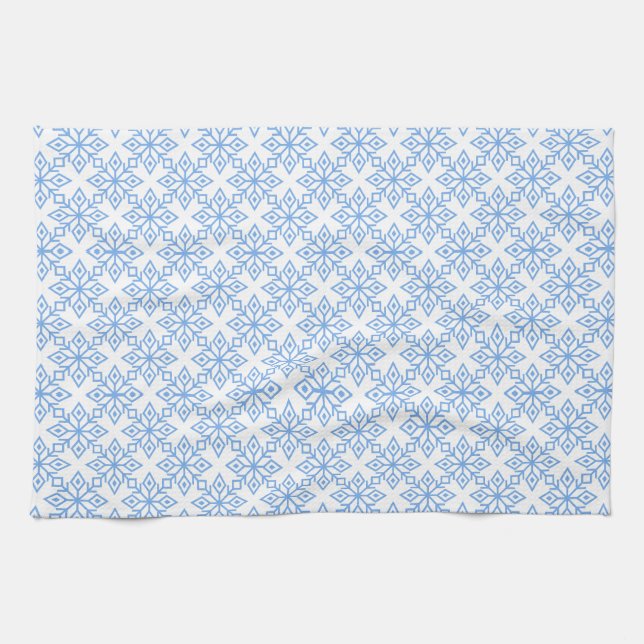 Snowflake Motif bleu clair et blanc serviette (Horizontal)