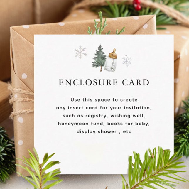 Snowflake Mountain Winter Baby Shower Custom  Enclosure Card (Creator Uploaded)