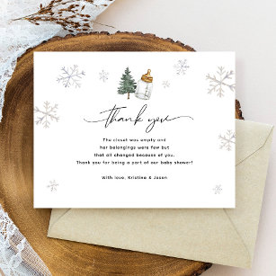 Snowflake Mountain Winter Baby Shower Thank You Card