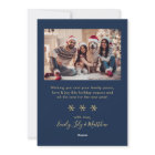 Snowflake Navy and Gold 5 Photo Collage Christmas