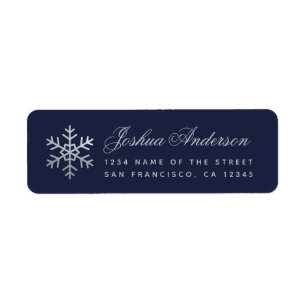 Snowflake Navy Blue Faux Silver Winter Holidays