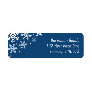Snowflake, Navy Blue Holiday Return Address