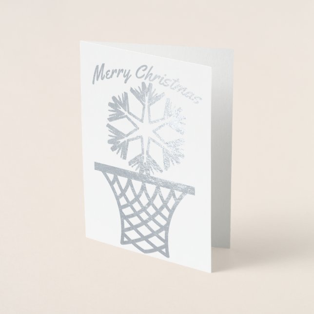 Snowflake Netball Merry Christmas Foil Card (Front)