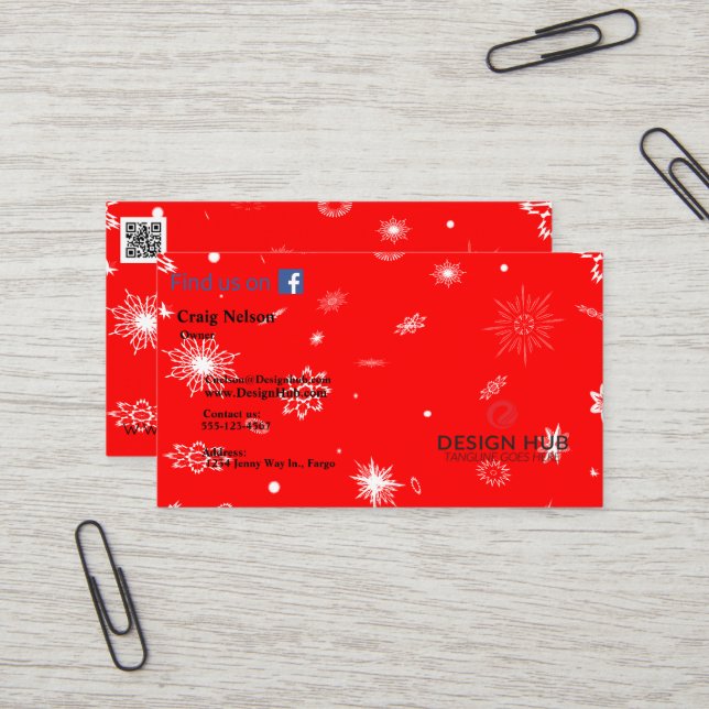 Snowflake Noël professionnel carte de visite (Devant/Arrière en situation)