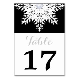 Snowflake noir, blanc numéro de table de mariage d
