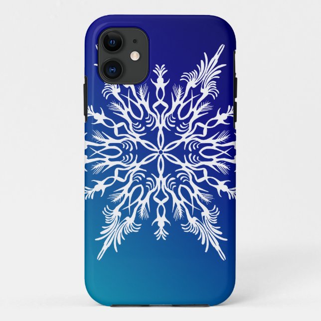 SNOWFLAKE  on Blue Case-Mate iPhone Case (Back)