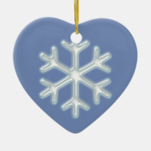 Snowflake on Blue Ceramic Ornament