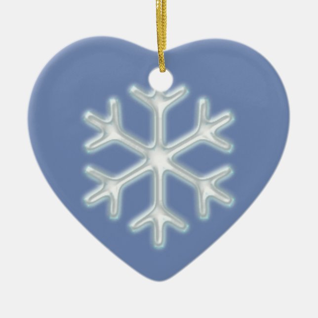 Snowflake on Blue Ceramic Ornament (Front)