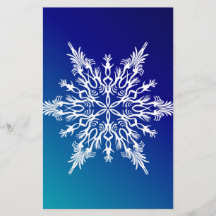 SNOWFLAKE on Blue Stationery