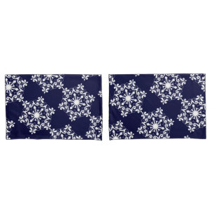 Snowflake On Dark Blue Pillowcase