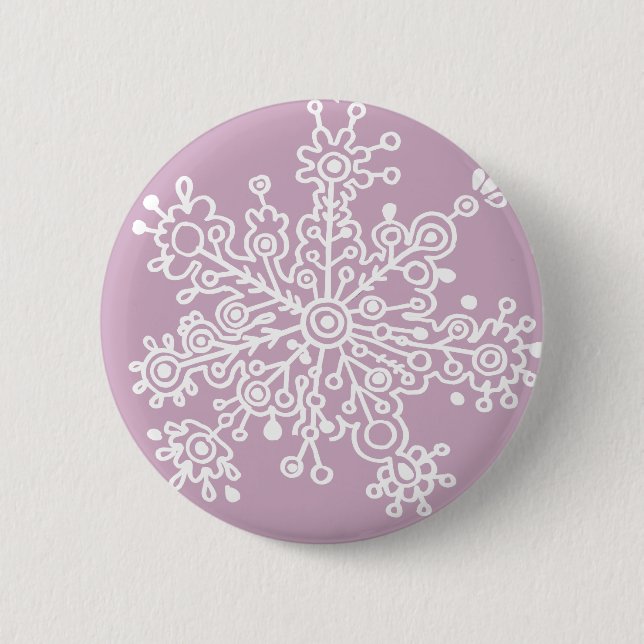 Snowflake (on Light Purple) 2 Inch Round Button (Front)