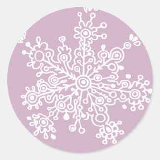 Snowflake (on Light Purple) Classic Round Sticker