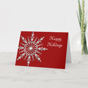 Snowflake on Red Business Christmas Card