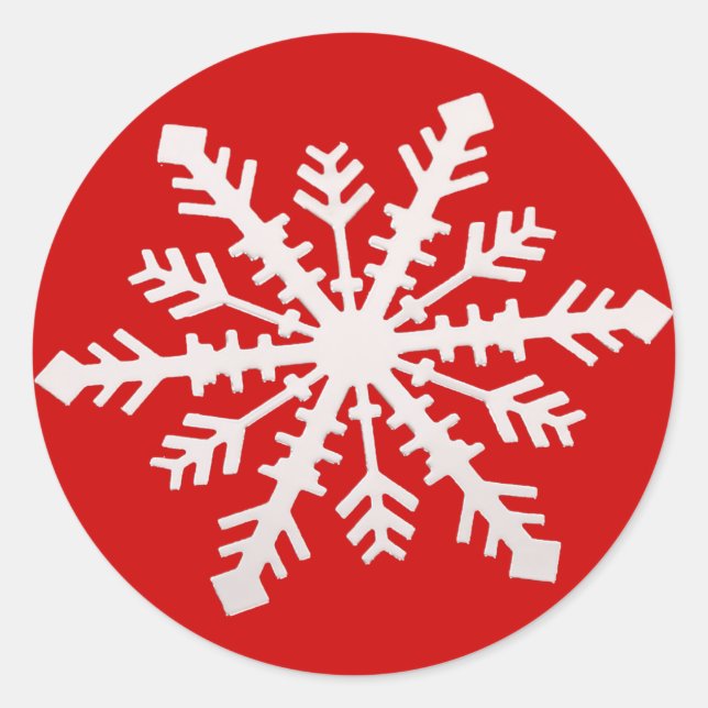 Snowflake on Red Sticker (Front)