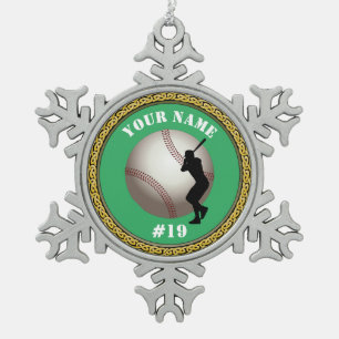 Snowflake Ornament Baseball - Add Name & Number