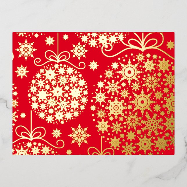 Snowflake ornament foil invitation postcard (Front)