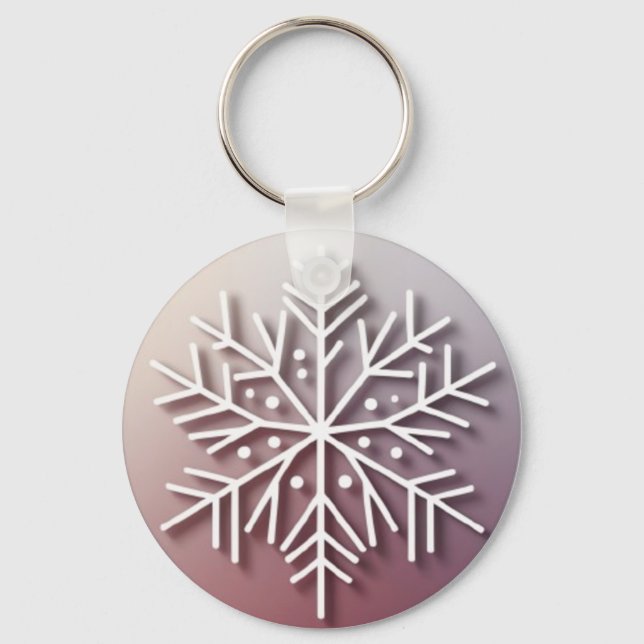 Snowflake Ornament Icon – Winter Holiday Design  Keychain (Front)