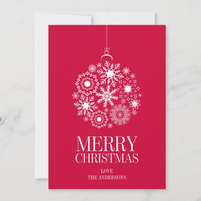 Snowflake Ornament Merry Christmas Holiday Card (Front)