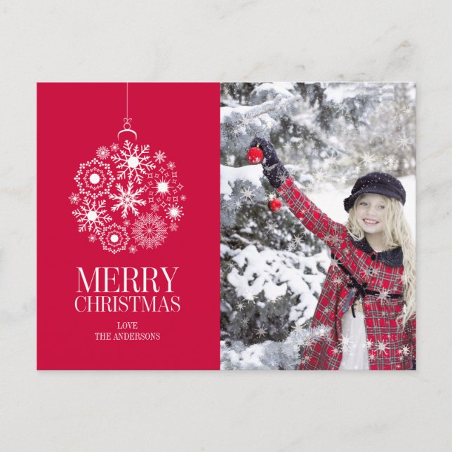 Snowflake Ornament Merry Christmas Photo Postcard (Front)
