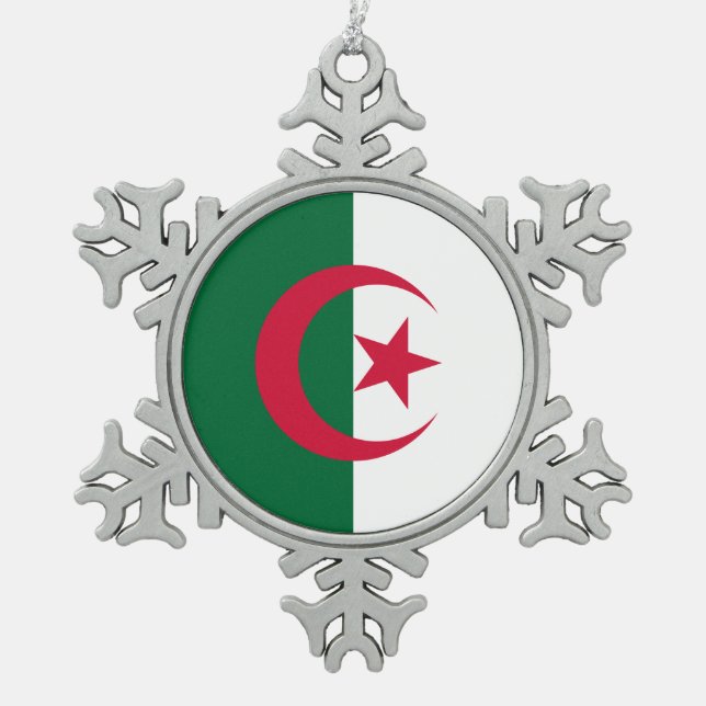 Snowflake Ornament with Algeria Flag (Front)