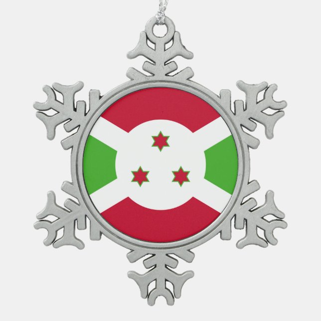 Snowflake Ornament with Burundi Flag (Front)