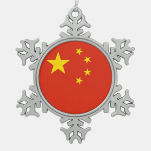 Snowflake Ornament with China Flag