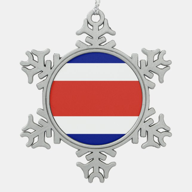 Snowflake Ornament with Costa Rica Flag (Front)