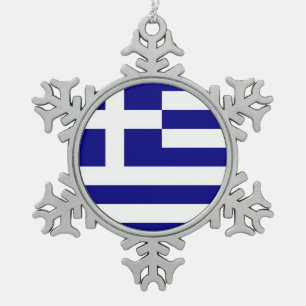 Snowflake Ornament with Greece Flag