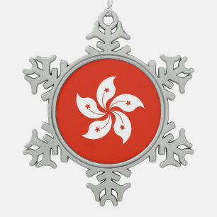 Snowflake Ornament with Hong Kong Flag