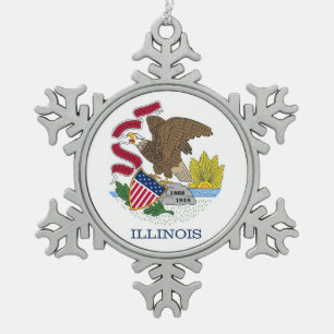 Snowflake Ornament with Illinois Flag