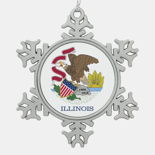 Snowflake Ornament with Illinois Flag (Front)