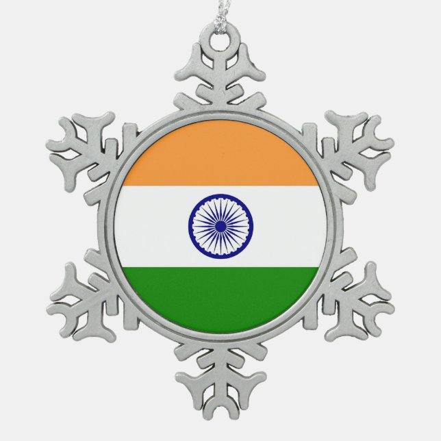 Snowflake Ornament with India Flag (Front)