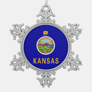 Snowflake Ornament with Kansas Flag