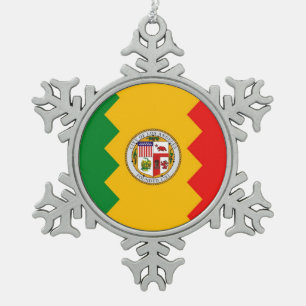 Snowflake Ornament with Los Angeles Flag