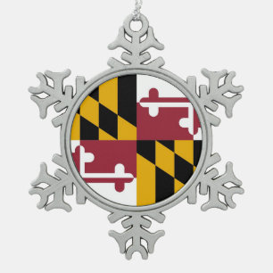 Snowflake Ornament with Maryland Flag
